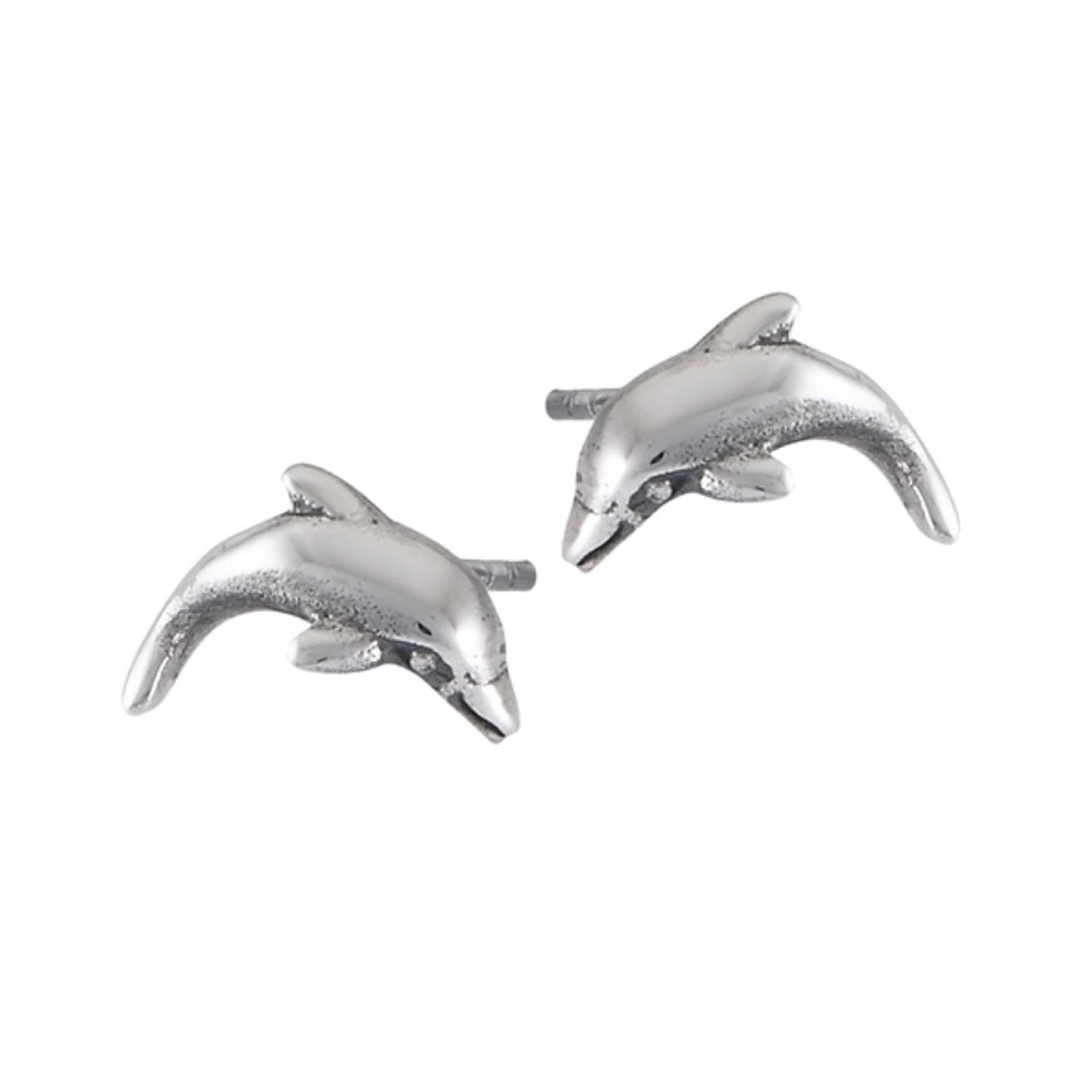 Sterling Silver Dolphin Stud Earrings